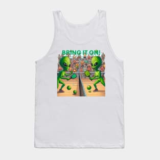 Aliens Martians Playing Pickleball with BRING IT ON! Caption Tank Top